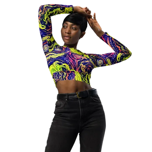 Psychedelic Herbarium on a Long Sleeve Crop Top