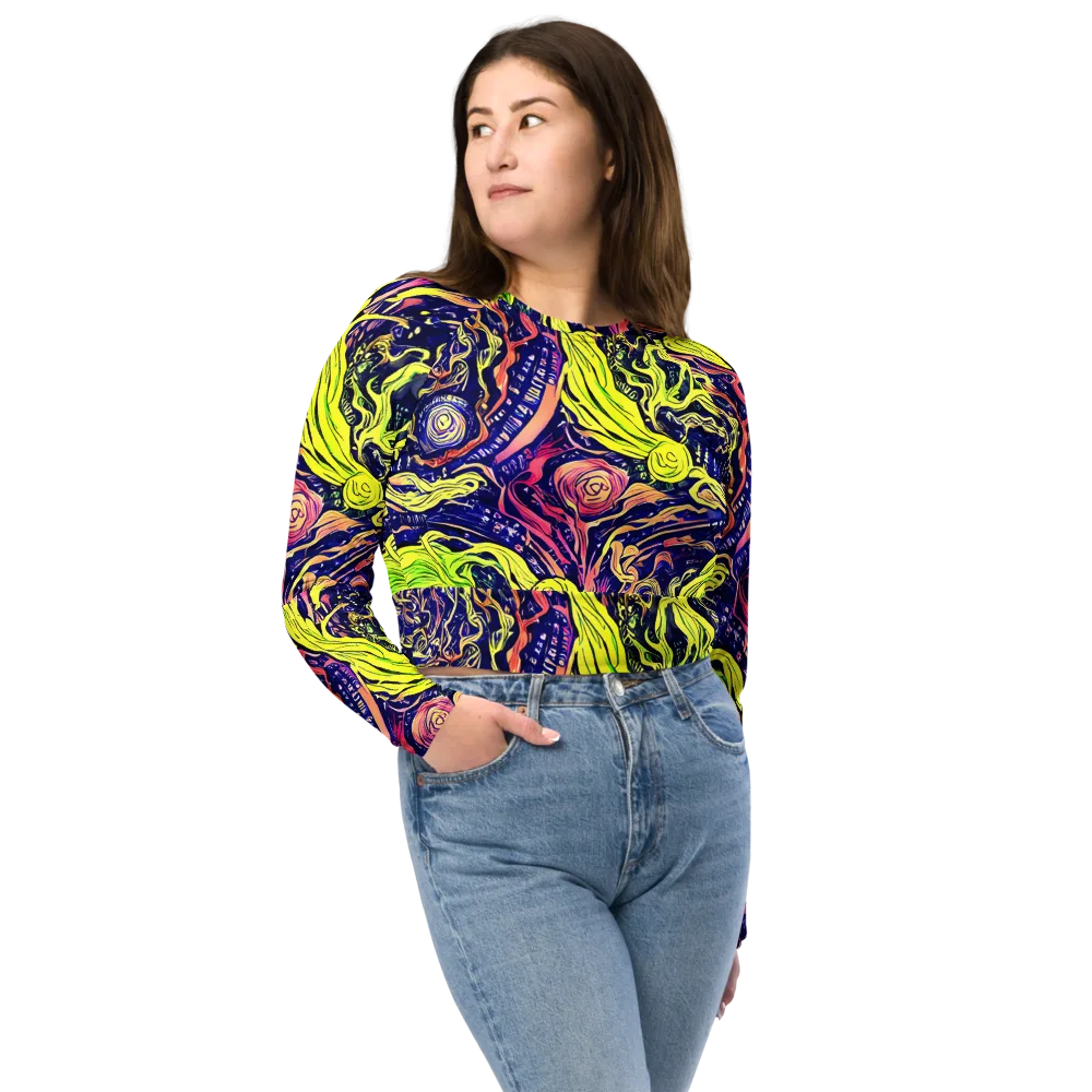 Psychedelic Herbarium on Long Sleeve Crop Top — Front