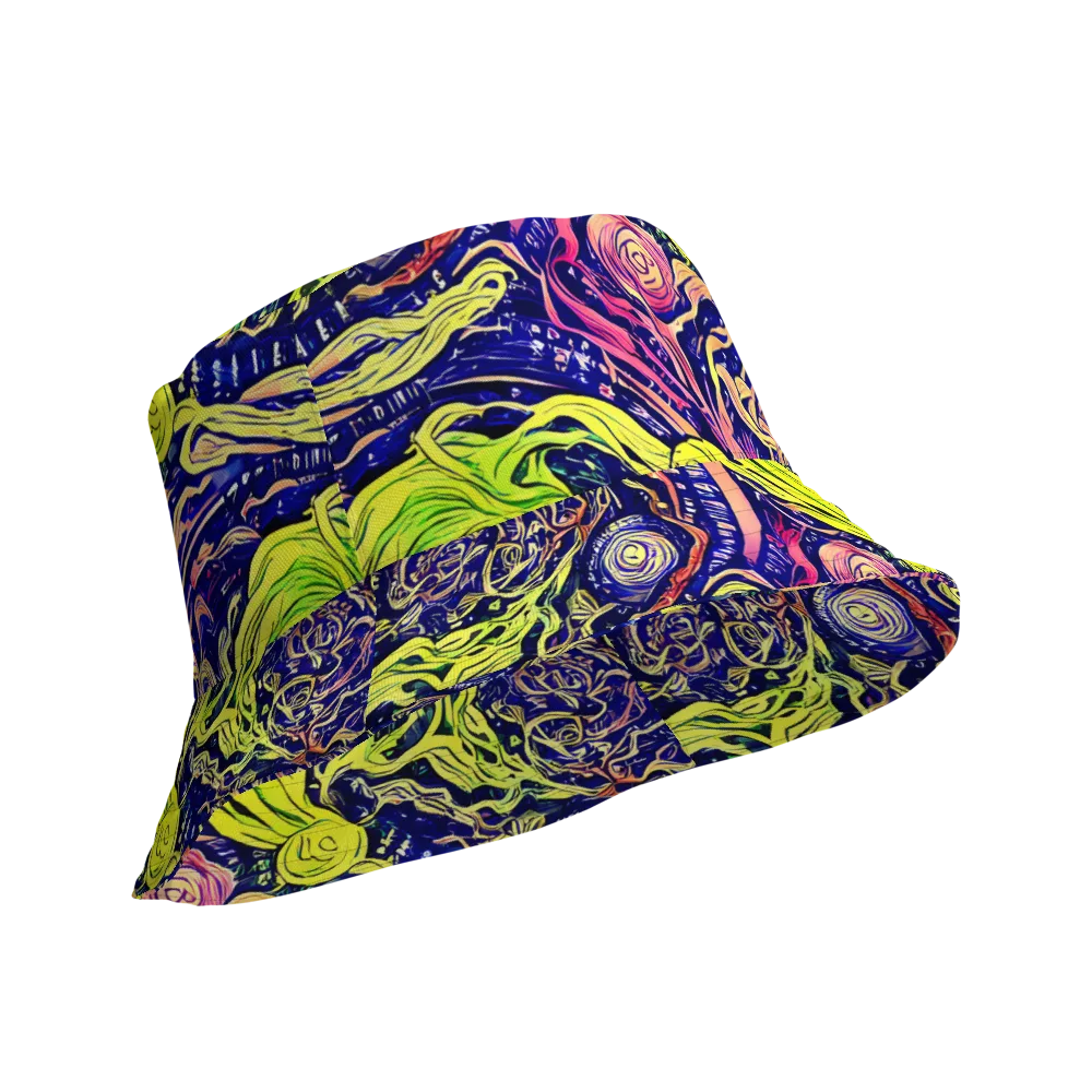 Psychedelic Herbarium on Reversible Bucket Hat — Product details Outside