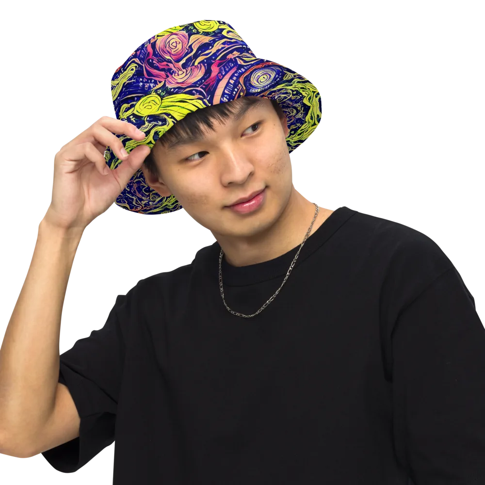 Psychedelic Herbarium on Reversible Bucket Hat — Front Inside