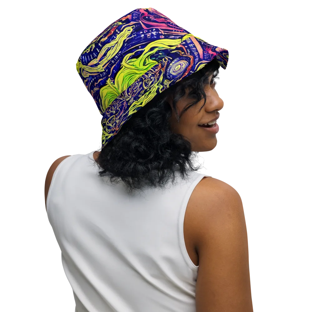 Psychedelic Herbarium on Reversible Bucket Hat — Right Outside