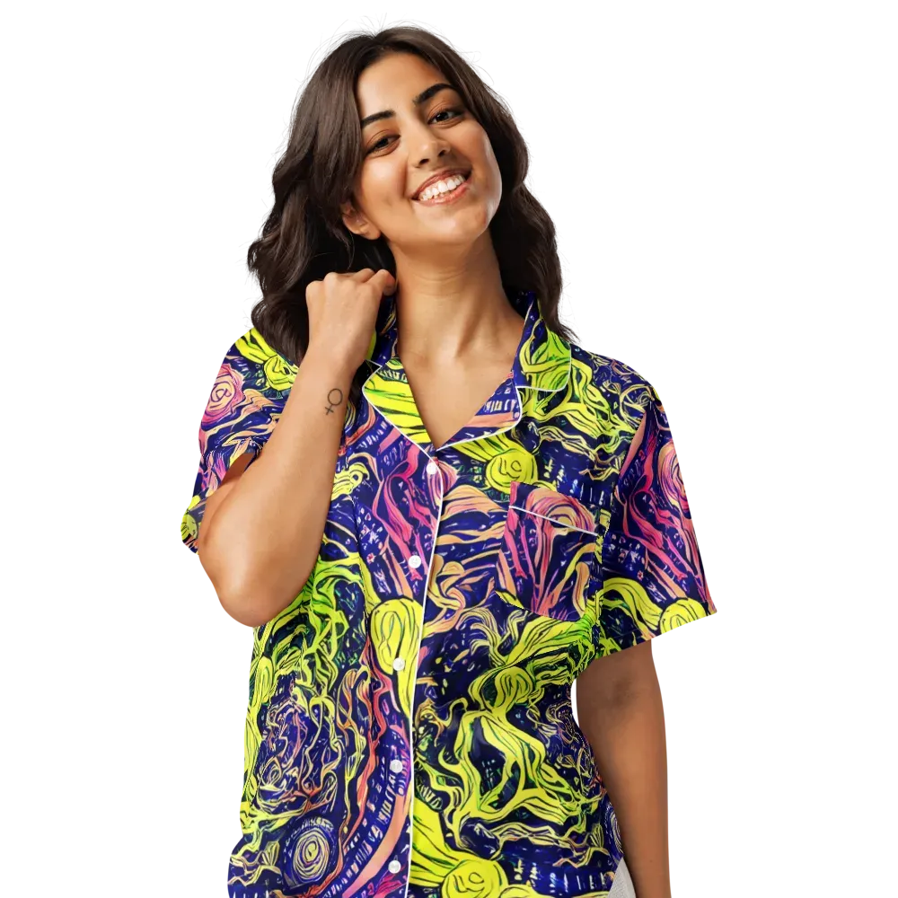 Psychedelic Herbarium on Women's Short Sleeve Pajama Top — Front