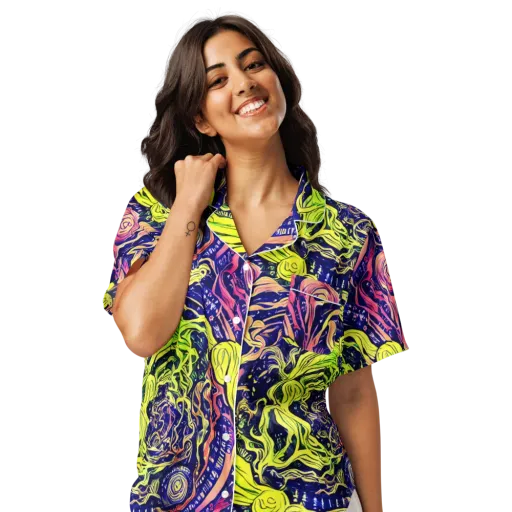 Psychedelic Herbarium on a Women's Short Sleeve Pajama Top