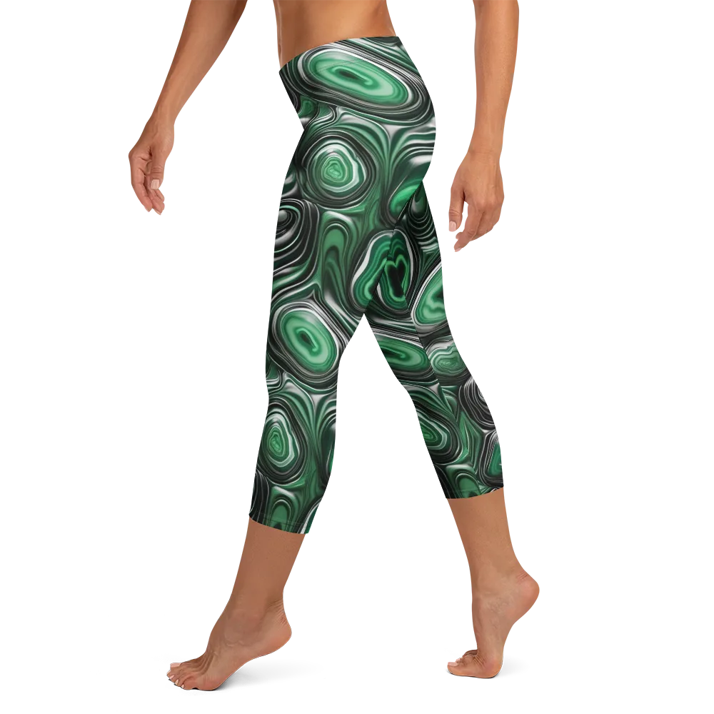 Emerald Agate on Capri Leggings — Left