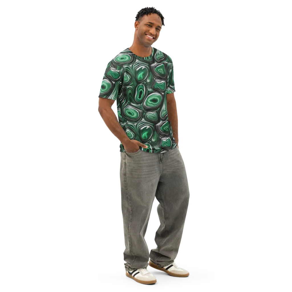 Emerald Agate on Men's Cotton Crew Neck T-Shirt — Right Front