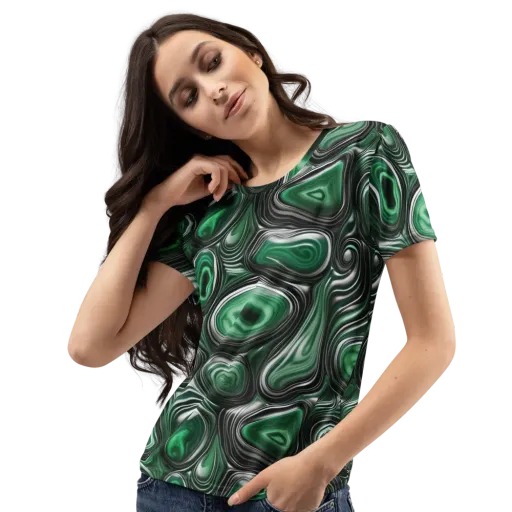 Emerald Agate on a Women's Crew Neck T-Shirt