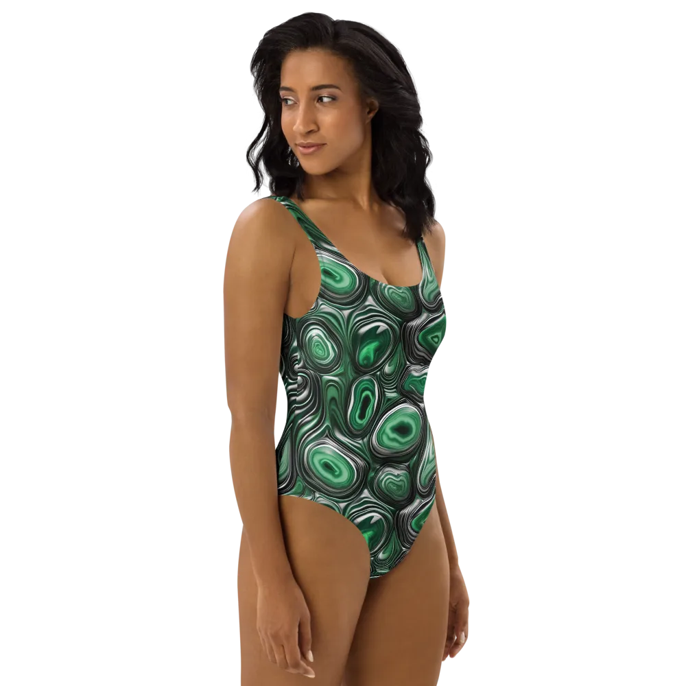 Emerald Agate on One-Piece Swimsuit — Right