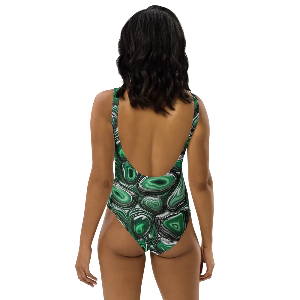 Emerald Agate on One-Piece Swimsuit — Back