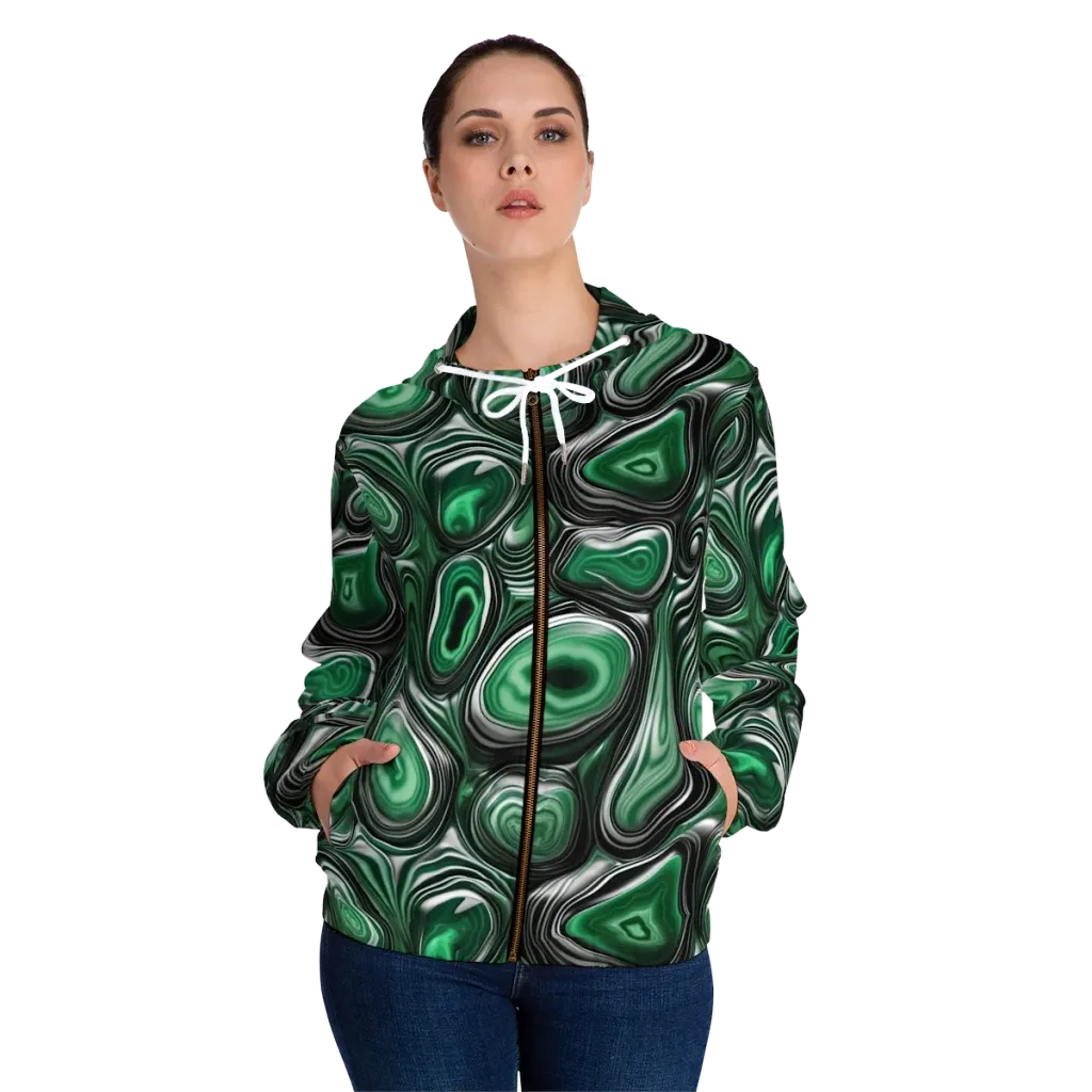 Emerald Agate on Women's Full-Zip Hoodie — Front On Person