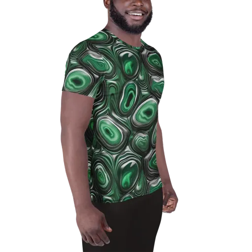 Emerald Agate on a Men's Athletic T-Shirt