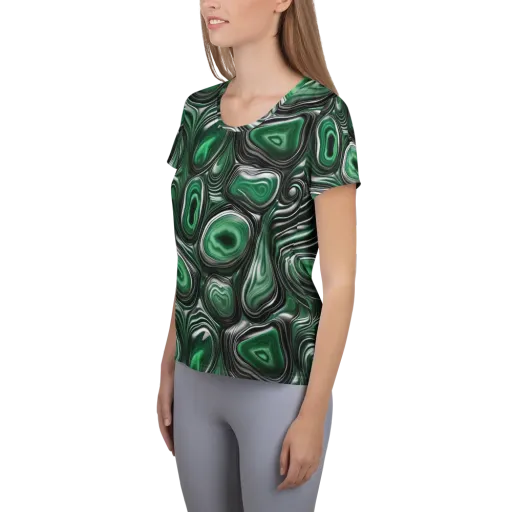 Emerald Agate on a Women's Athletic T-Shirt