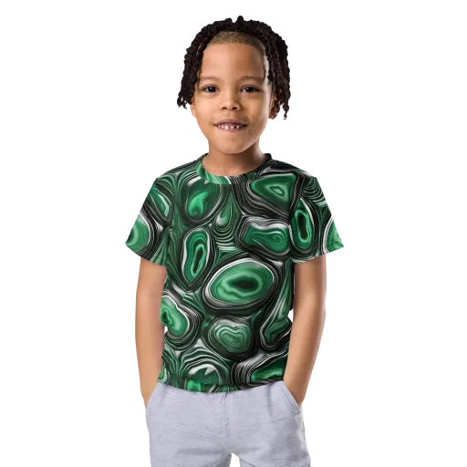 Emerald Agate on a Kids Crew Neck T-Shirt