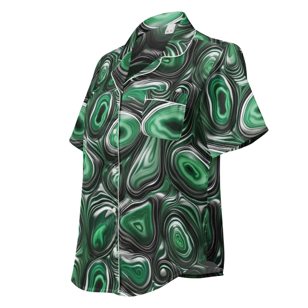 Emerald Agate on Women's Short Sleeve Pajama Top — Left Front