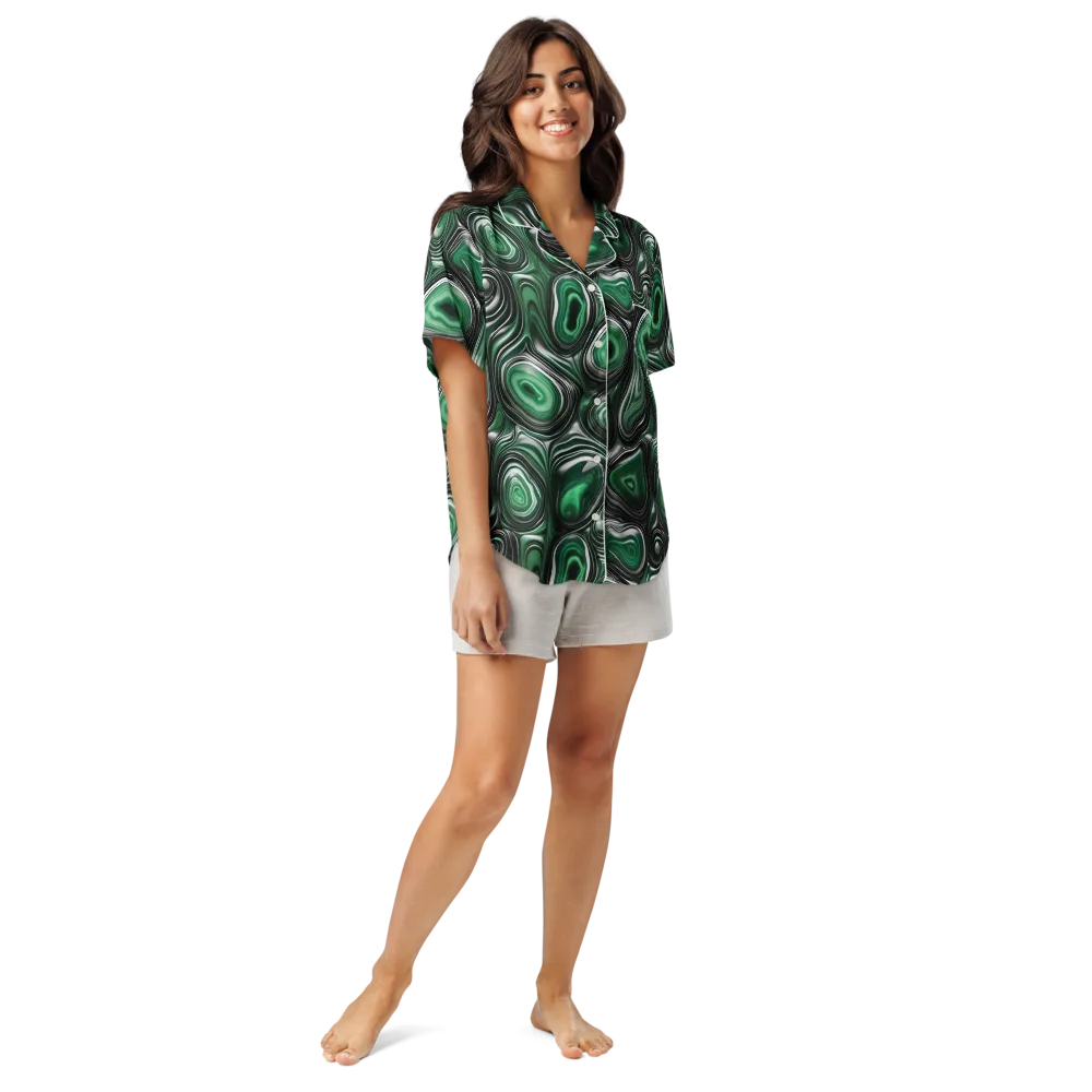 Emerald Agate on Women's Short Sleeve Pajama Top — Front