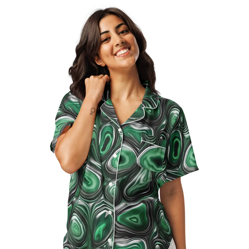 Emerald Agate on Women's Short Sleeve Pajama Top — Front