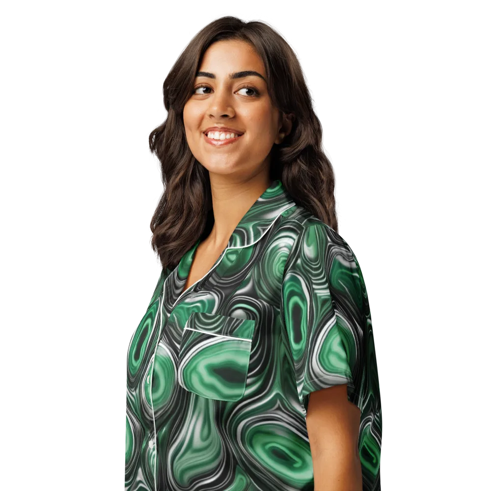 Emerald Agate on Women's Short Sleeve Pajama Top — Left Front