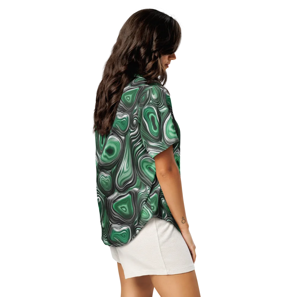 Emerald Agate on Women's Short Sleeve Pajama Top — Right Back