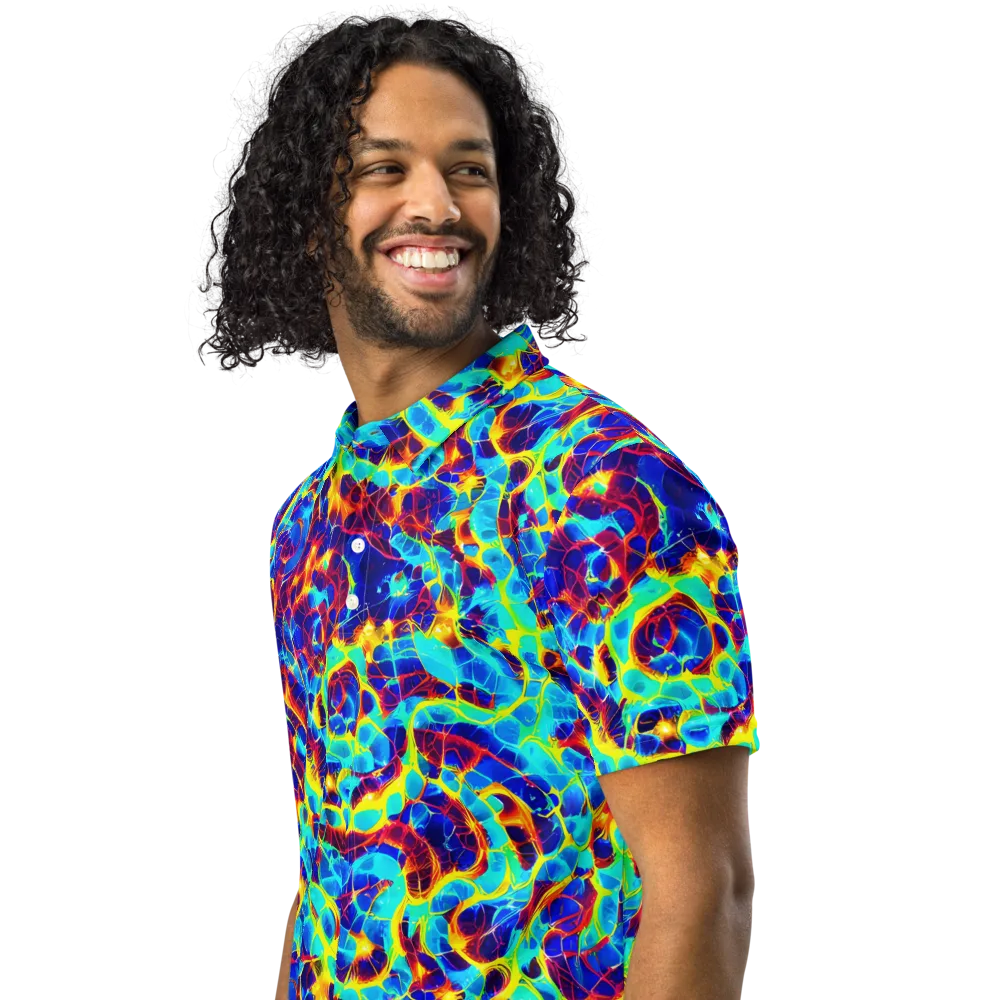 Cobalt Plasma on Men's Slim Fit Polo Shirt — Left Front