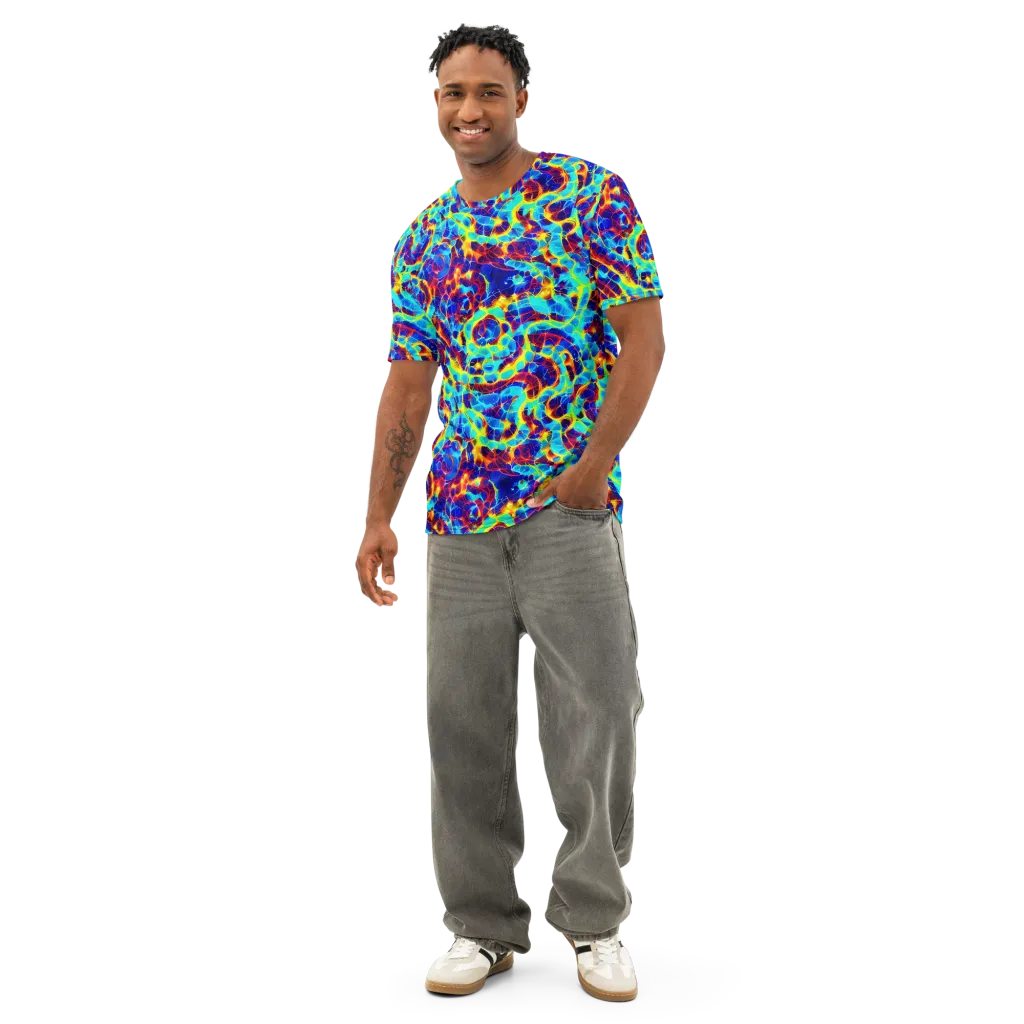 Cobalt Plasma on Men's Cotton Crew Neck T-Shirt — Front