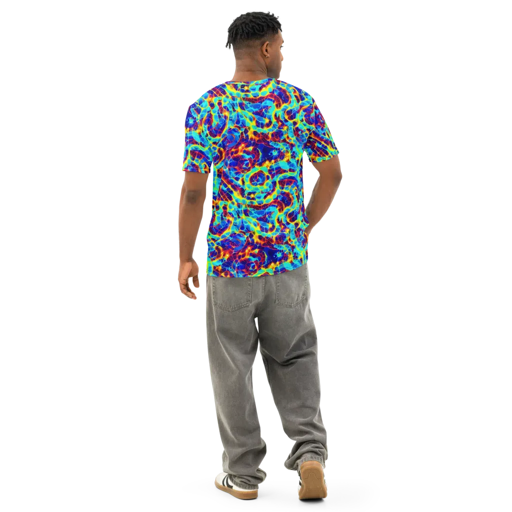 Cobalt Plasma on Men's Cotton Crew Neck T-Shirt — Back