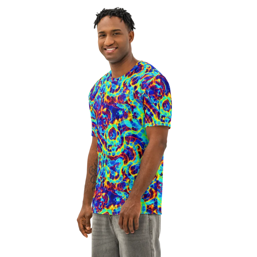 Cobalt Plasma on Men's Cotton Crew Neck T-Shirt — Left Front