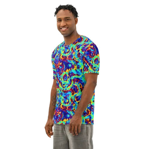 Cobalt Plasma on a Men's Cotton Crew Neck T-Shirt