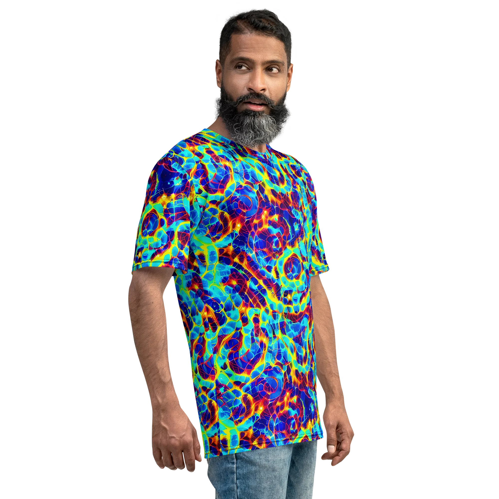 Cobalt Plasma on Men's Crew Neck T-Shirt — Right