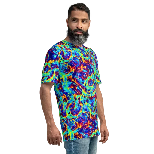 Cobalt Plasma on a Men's Crew Neck T-Shirt