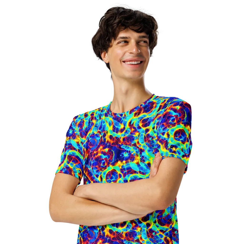 Cobalt Plasma on Men's Crew Neck T-Shirt — Left Front