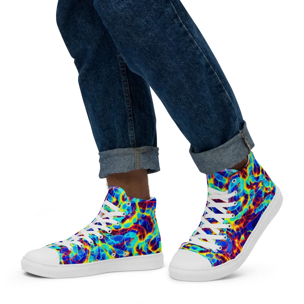 Cobalt Plasma on Men's High Top Canvas Shoes — Left