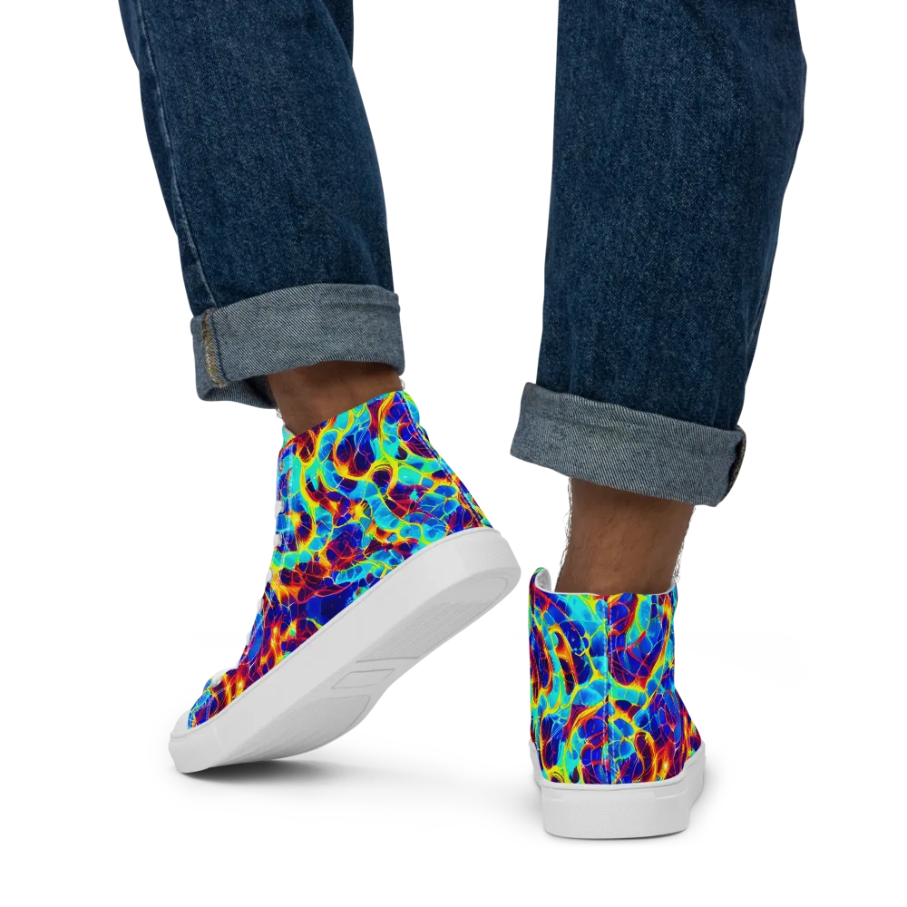 Cobalt Plasma on Men's High Top Canvas Shoes — Back