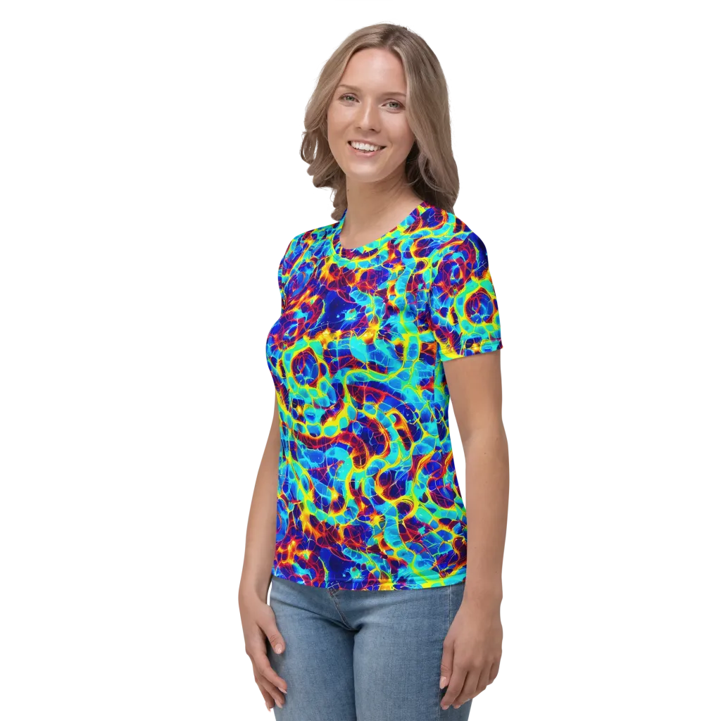 Cobalt Plasma on Women's Crew Neck T-Shirt — Left