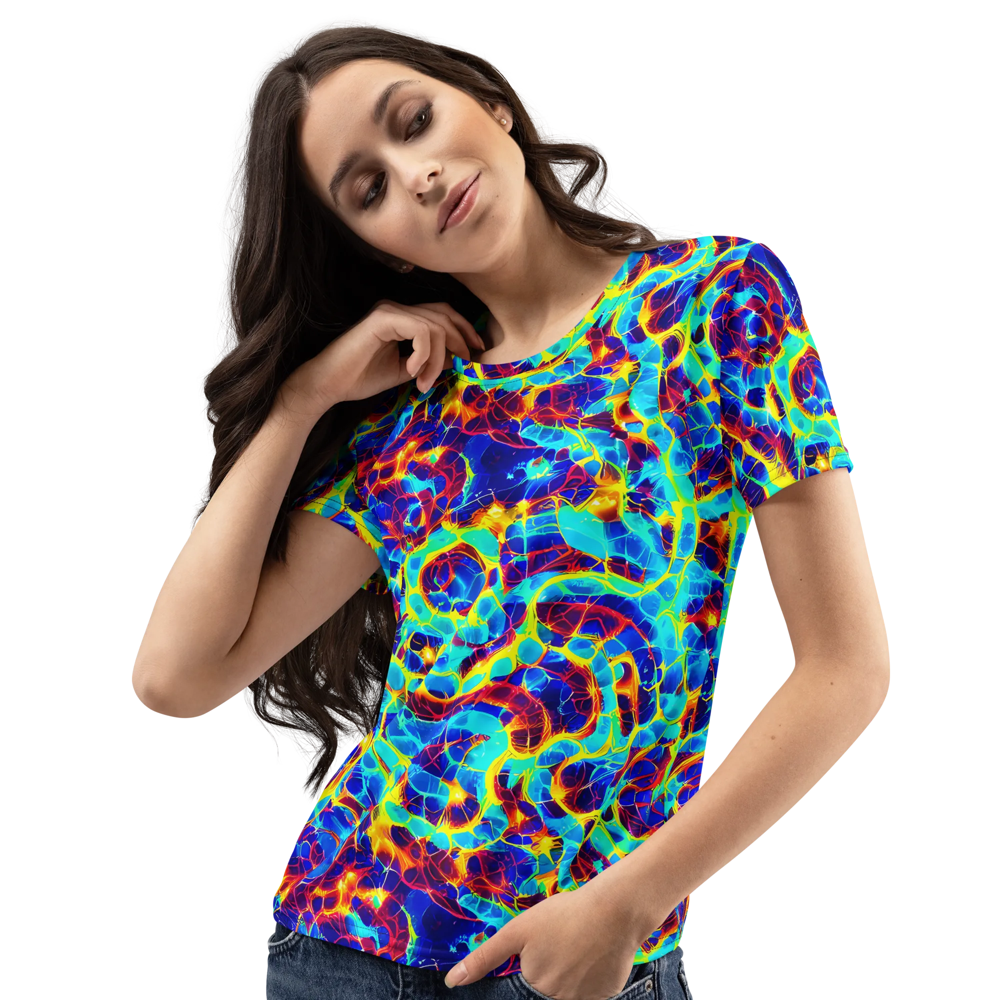 Cobalt Plasma on Women's Crew Neck T-Shirt — Left Front
