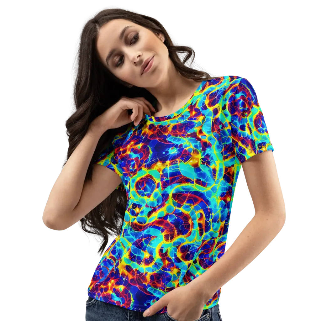 Cobalt Plasma on Women's Crew Neck T-Shirt — Left Front