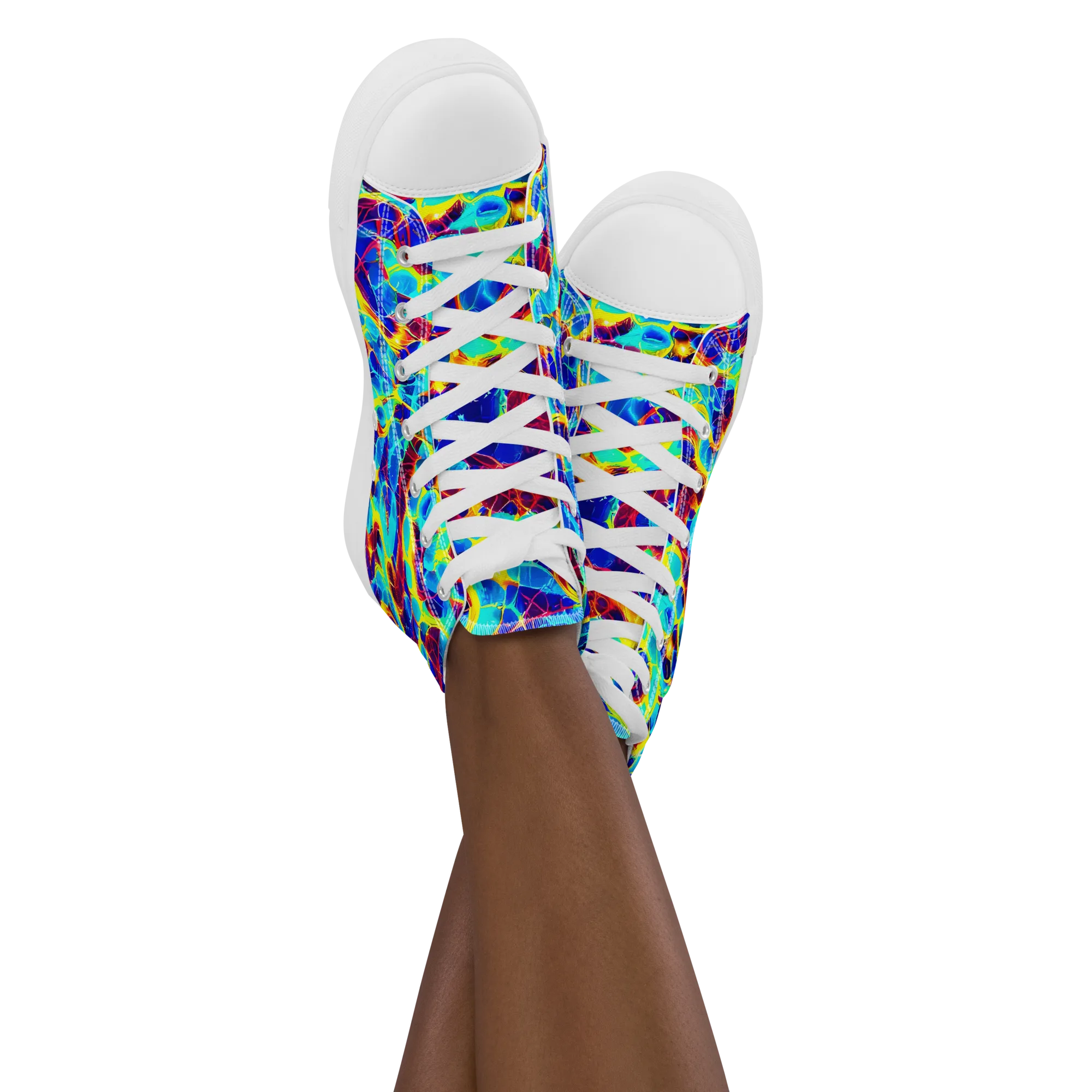 Cobalt Plasma on Women's High Top Canvas Shoes — Front