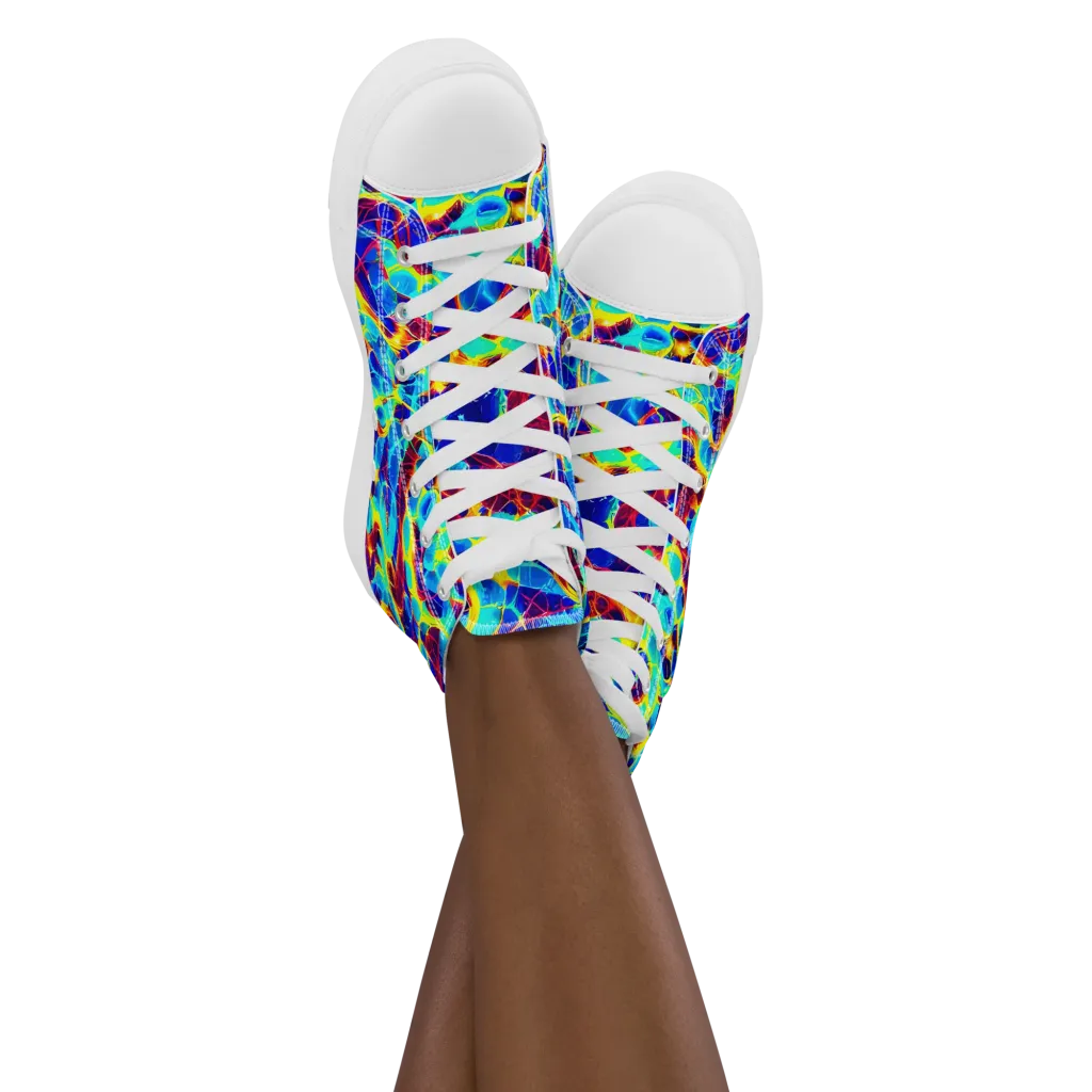 Cobalt Plasma on Women's High Top Canvas Shoes — Front