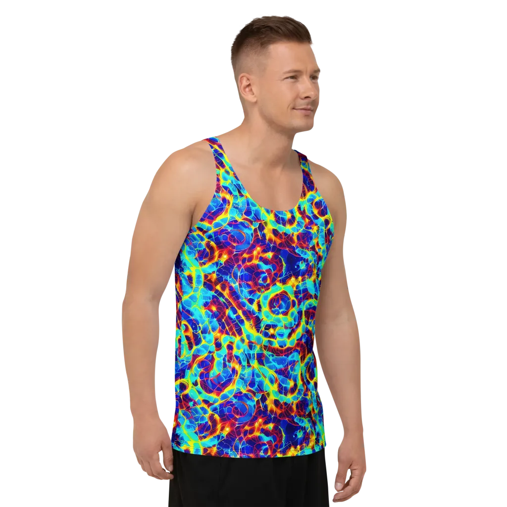 Cobalt Plasma on Men's Tank Top — Right Front