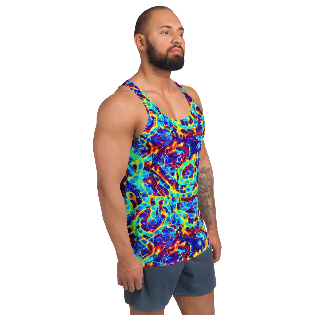 Cobalt Plasma on Men's Tank Top — Right Front