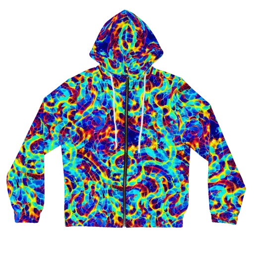 Cobalt Plasma on a Women's Full-Zip Hoodie