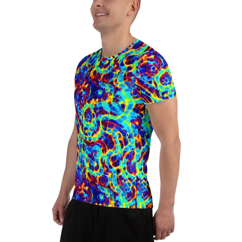 Cobalt Plasma on Men's Athletic T-Shirt — Left