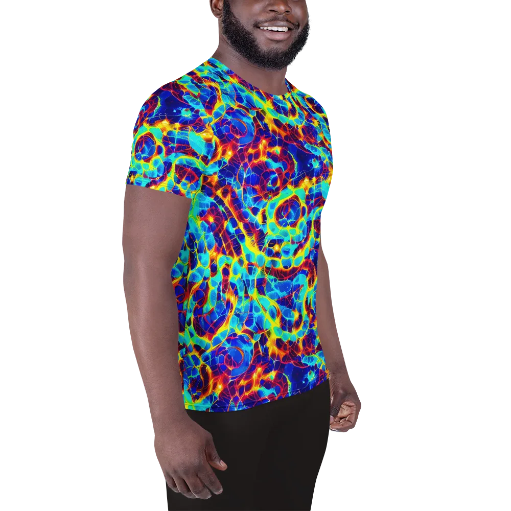Cobalt Plasma on Men's Athletic T-Shirt — Right