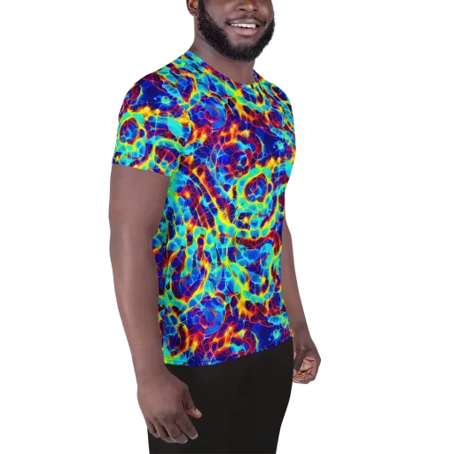 Cobalt Plasma on a Men's Athletic T-Shirt