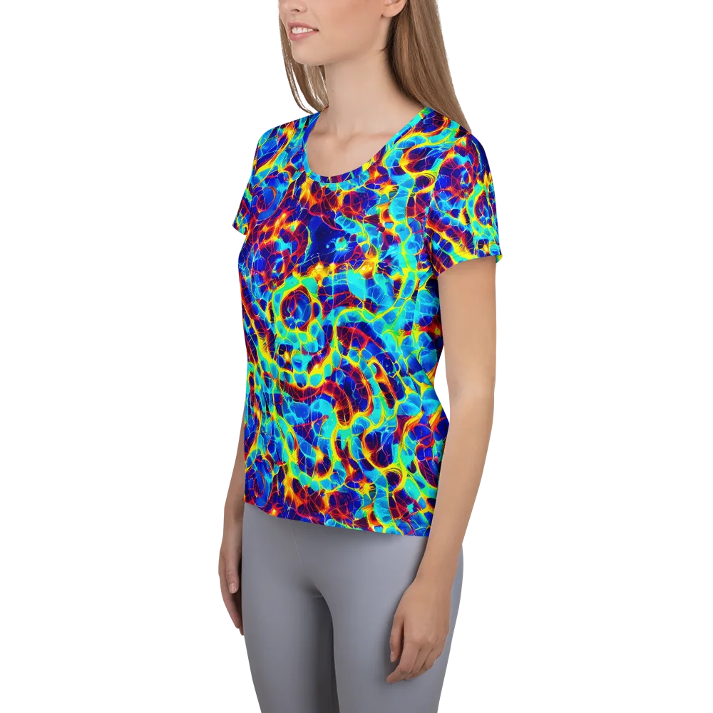 Cobalt Plasma on Women's Athletic T-Shirt — Left