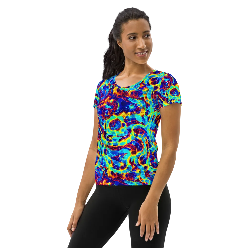 Cobalt Plasma on Women's Athletic T-Shirt — Left