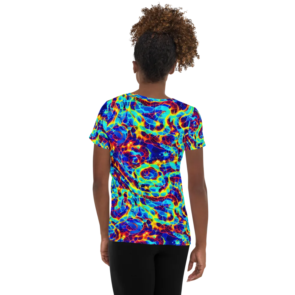Cobalt Plasma on Women's Athletic T-Shirt — Back