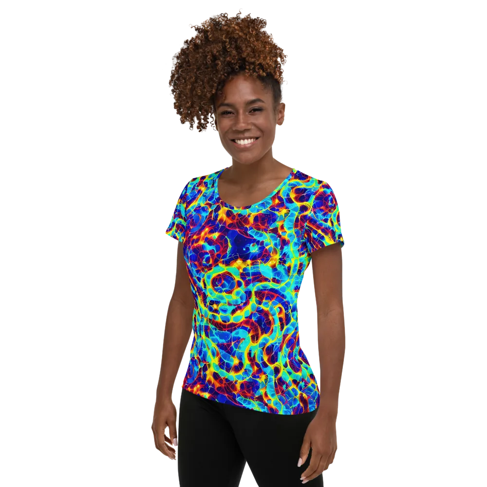 Cobalt Plasma on Women's Athletic T-Shirt — Left