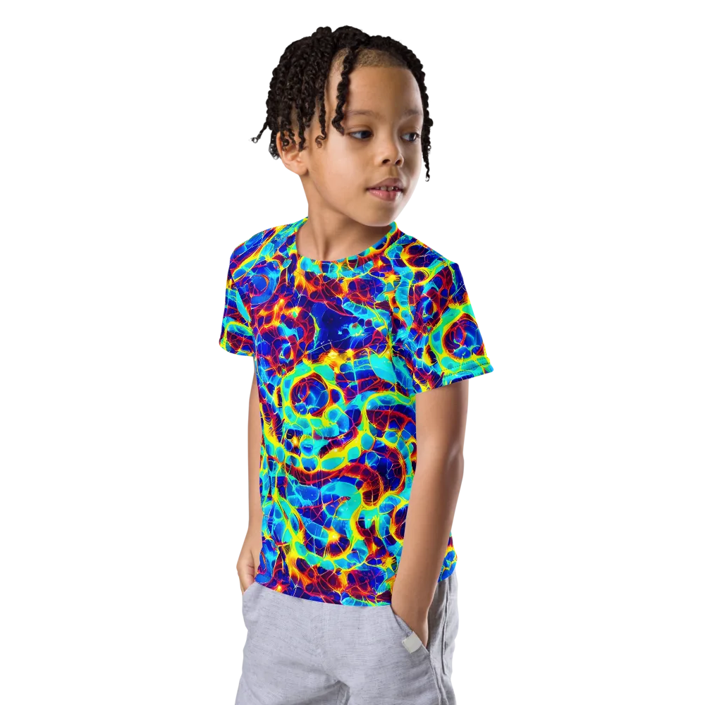 Cobalt Plasma on Kids Crew Neck T-Shirt — Left Front