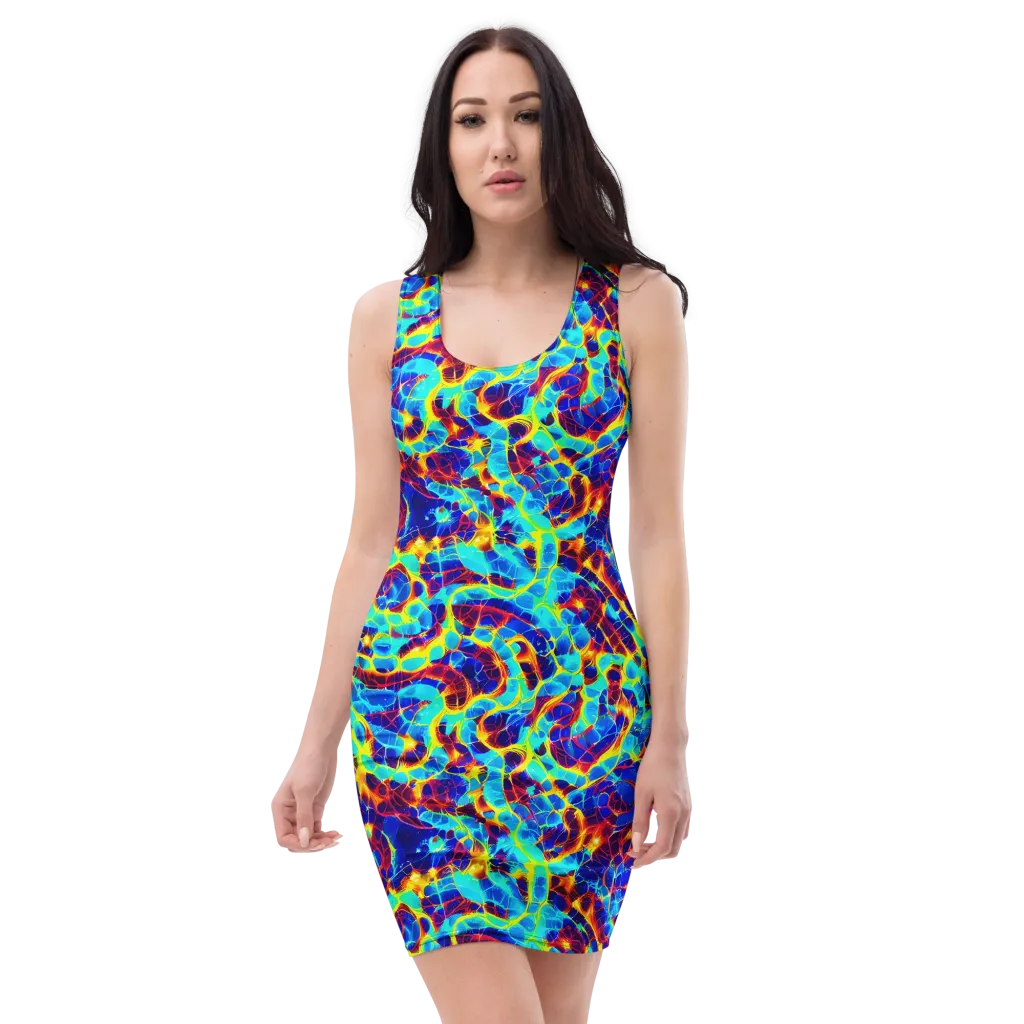 Cobalt Plasma on Bodycon Dress — Front
