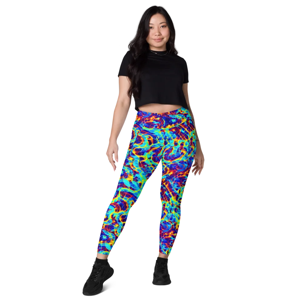 Cobalt Plasma on Leggings with Pockets — Front