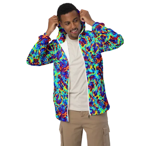 Cobalt Plasma on a Men's Windbreaker